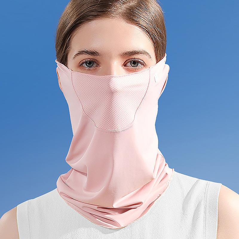 Ice Silk Sunscreen Mask Women Summer Anti-Uv Quick-Drying Face Cover Scarf Breathable Lady Neck Protection Hanging Ear Headband