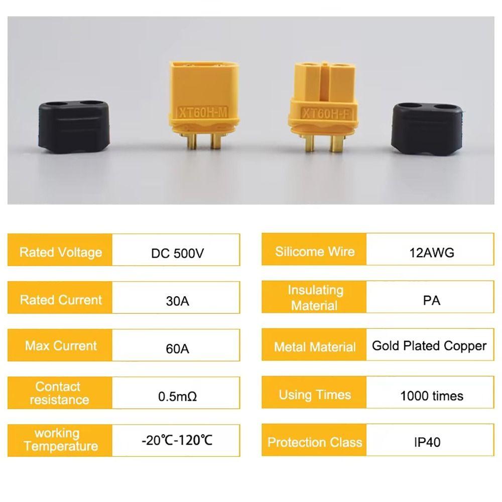5 Paar Männlich Weiblich XT60H Stecker Elektrischer Drahtanschluss für Lithiumbatterie RC Flugzeuge Auto