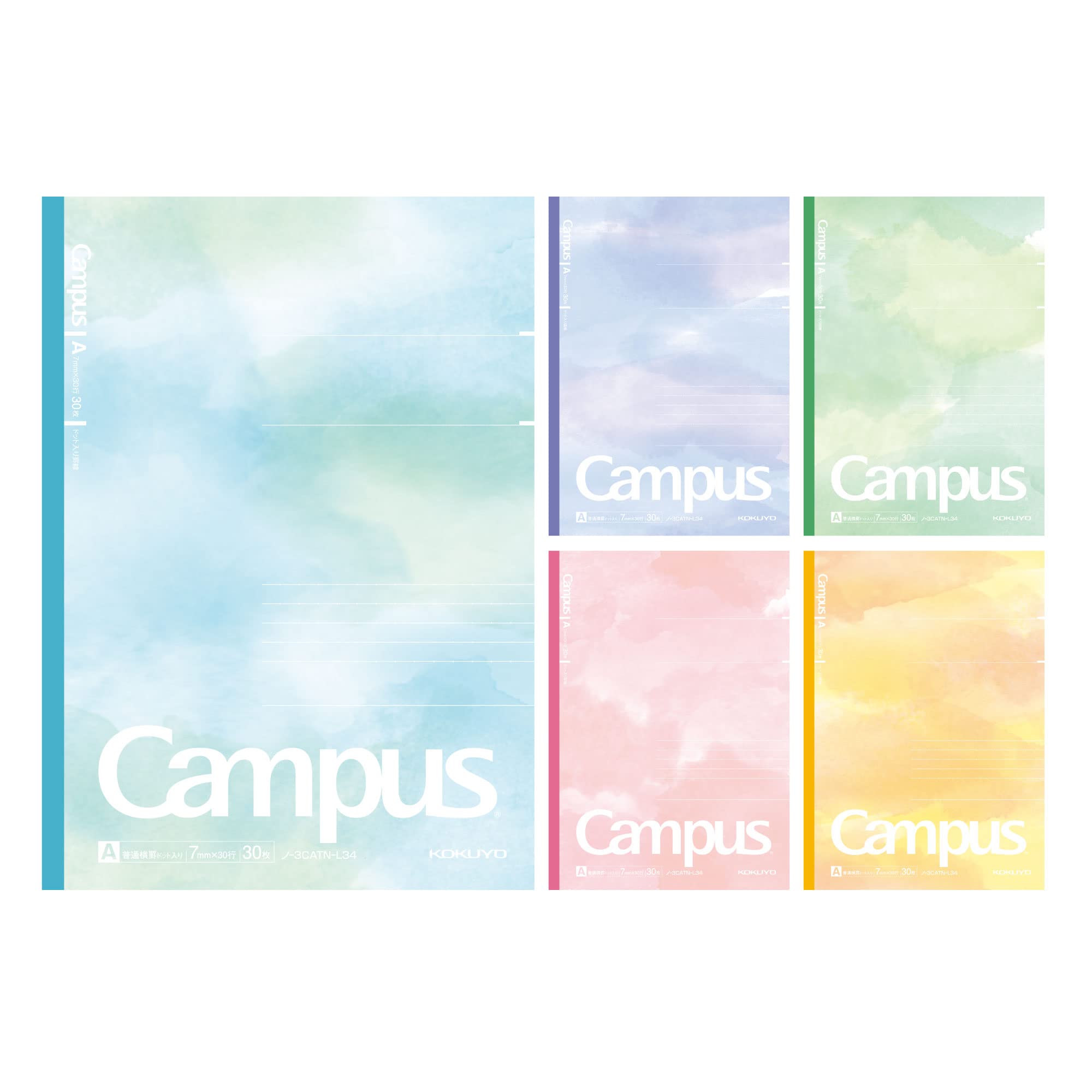 

KOKUYO Note Campus Note Limited Dotted B5 Акварельная палитра 5 цветов в упаковке No-3CATN-L34X5 A-lined (7мм)