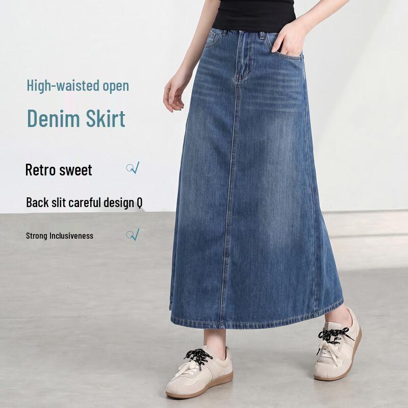 FivePlus Women s A-Line Denim Midi Skirt L