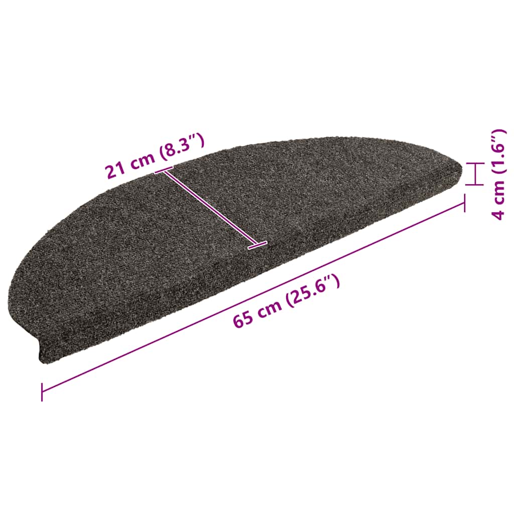Self Adhesive Stair Treads 20 Pcs 65 X 21 X 4 Cm Anthracite Gray Semi Round Large
