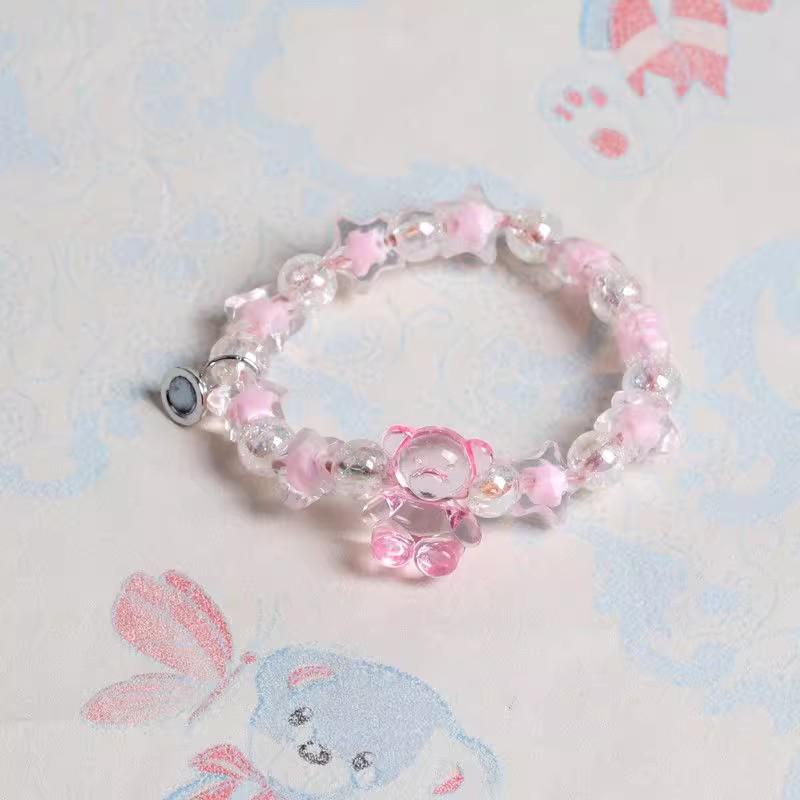 Colorful Preppy Style Beaded Bear Bracelets for Couples and Friends