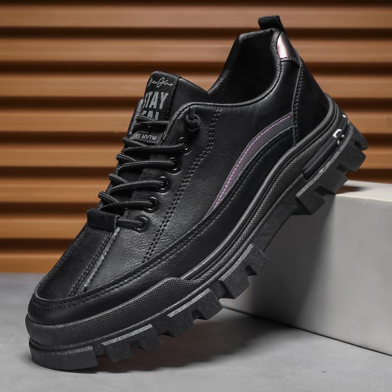 New Spring Men's Shoes Working Shoes Thick Sole Shoes Korean Style Fashion Casual Shoes Sports Trendy Single Shoes