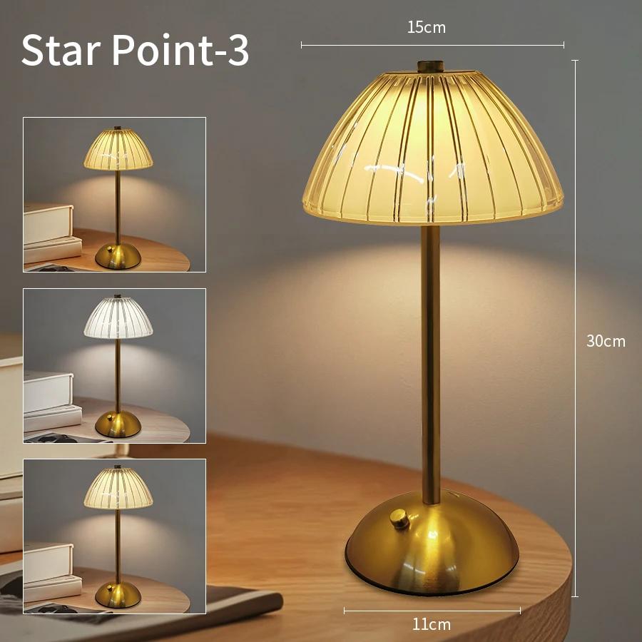 Kristall Retro Tischlampe Wiederaufladbar Touch-Schalter Sensor Schreibtischleuchte 3 Farben Dimmbar Für Schlafzimmer Hotel Restaurant Dekor Beleuchtung