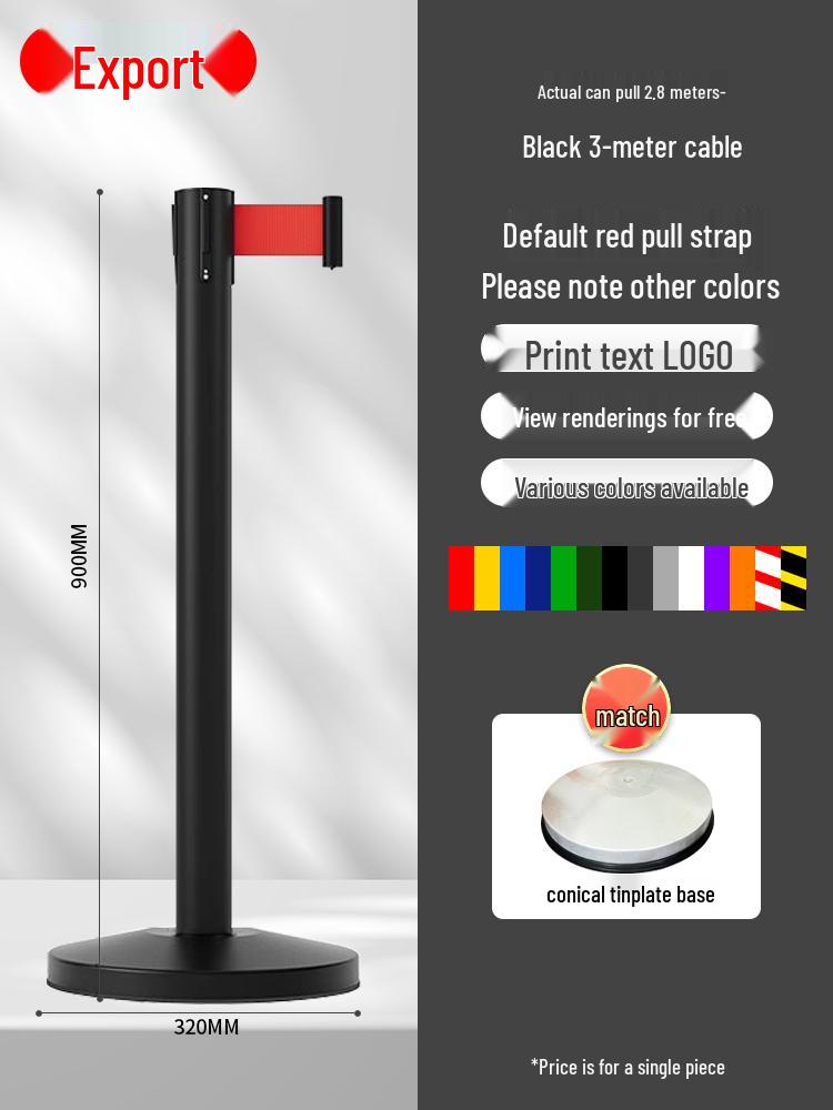 Retractable Queue Barrier Post with Belt