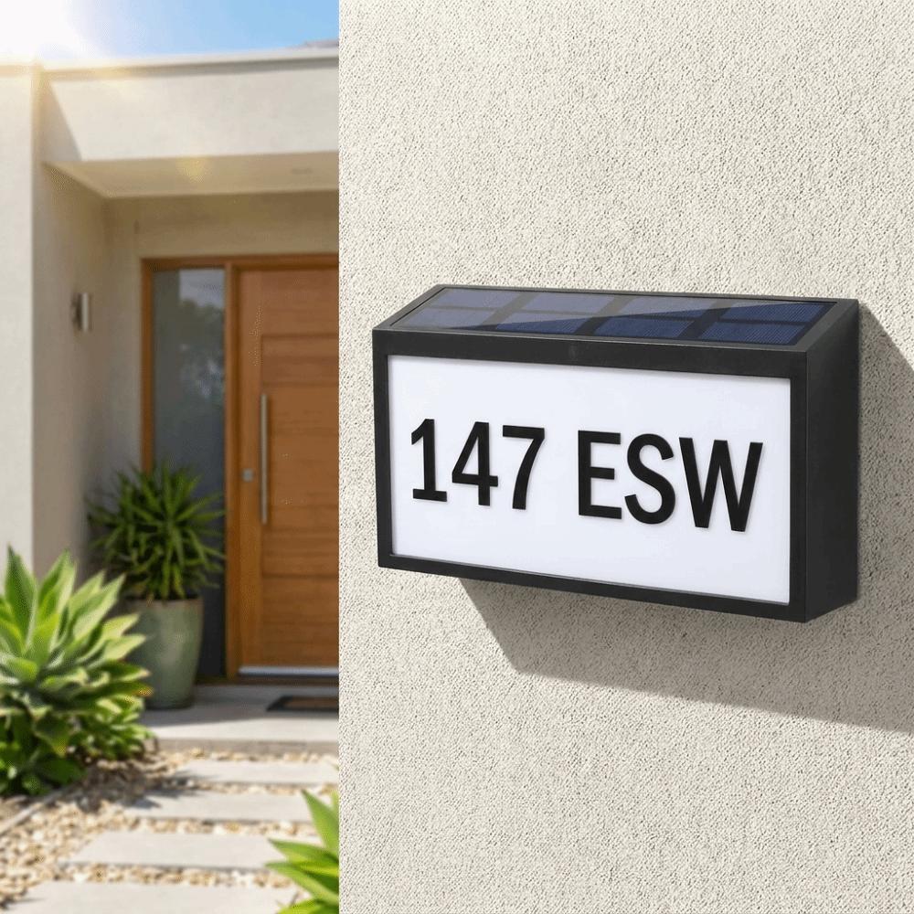 Waterproof Housing Solar LED Address Plaque Light Outdoor Decoration Lamp Entrance Wall