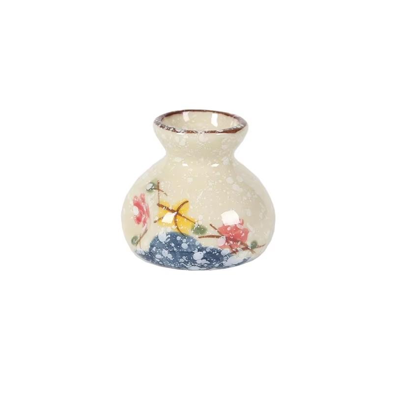 Japanese Style Toothpick Dispenser Ceramic Mini Vases Vintage Porcelain Jar Decorative Food Fruit Pick Fork Holder for Home