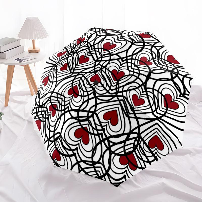1pc Love Pattern Umbrella - Portable Home Essential, Durable Iron Frame with Rod Structure, Fashion Lovers Yy250910026