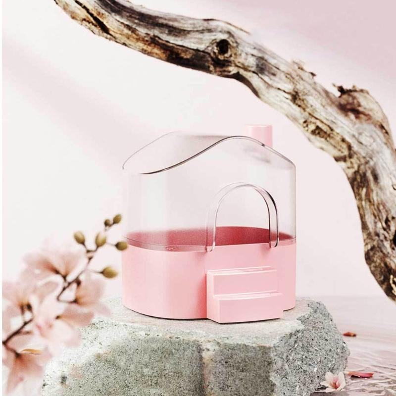 Clearly View 360Degree Hamster Sand Bath House SplashProof Base For Exploration Sleep Hideouts Easy Cleaning Maintenance