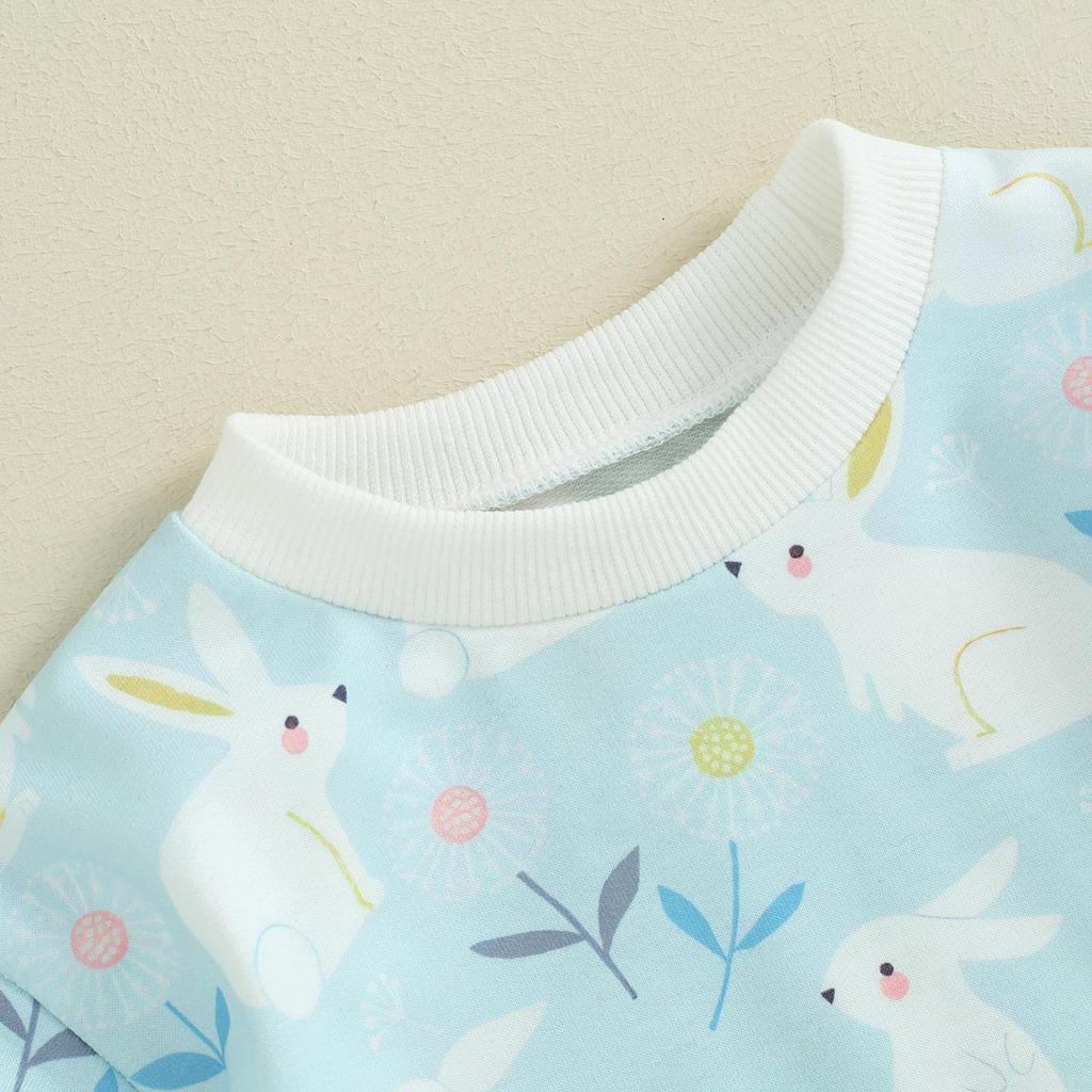 Baby flickor Pojkar Rödbyxor 3M 6M 9M 12M 18M Blomma Kanintryck Rundhals Kortärmad Body Casual påskkläder