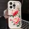 Retro peony Protect Phone Case For iPhone 16 15 Pro Max 14 13 12 11 X XS 15 14 Plus 12 13 Mini Shockproof  Trendy soft  Cover