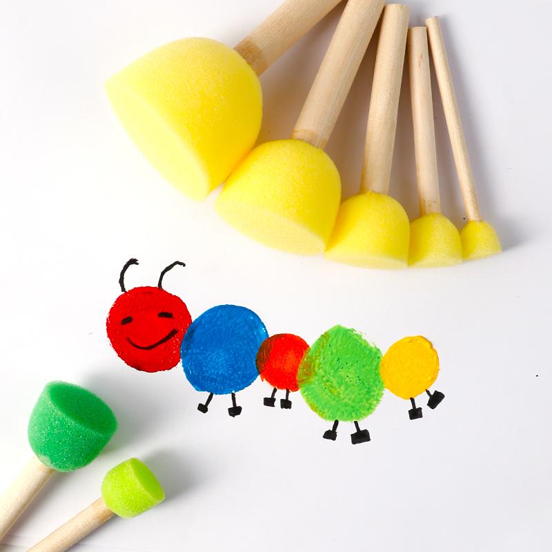5pcs Painting Sponge Brush Mushroom Head Shape Smooth Wooden Handle Graffiti Drawing Tool Art Supplies Soft Absorbent TMZ
