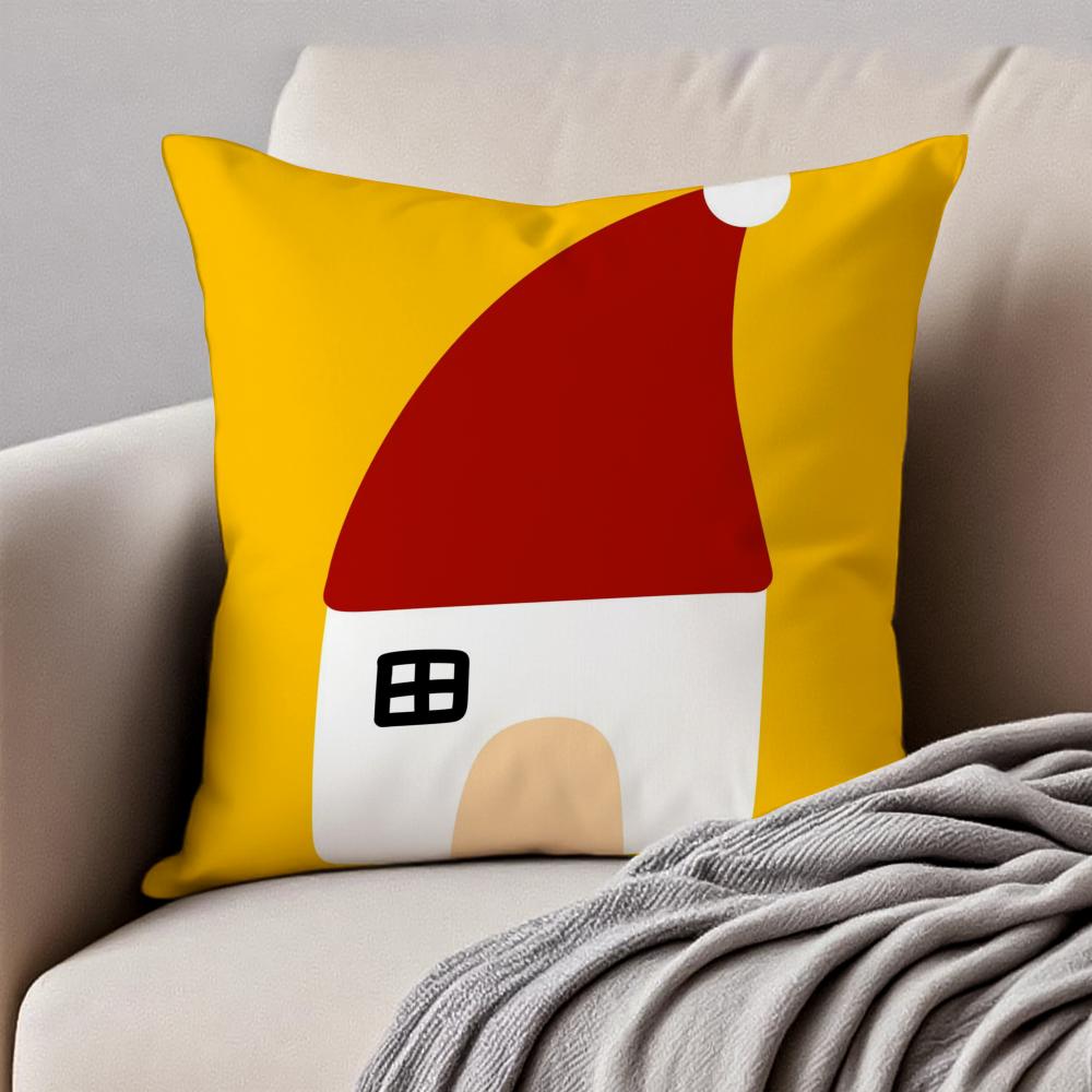 Christmas Cushion Cover Pillowcase Antidustmite Invisible Zipper Short Plush Sofa Cushion