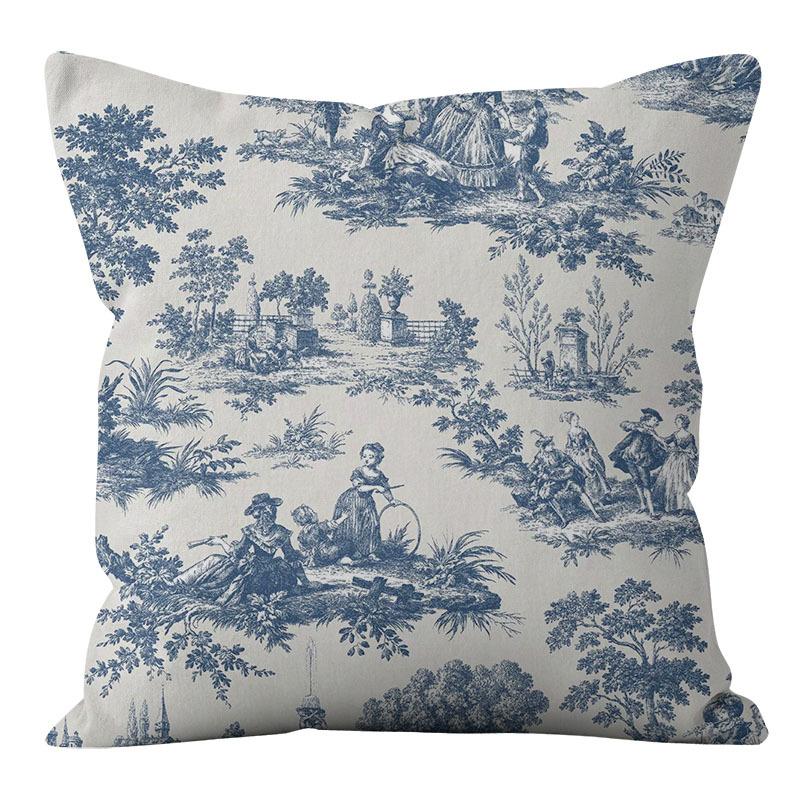 

Американский синий ретро хлопок лен односторонняя наволочка диван гостиная спальня подушка подушка дом поясничная подушка 45 * 45Cm