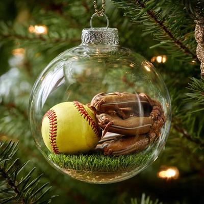 8CM Clear Christmas Balls Ultra-Realistic Miniature Sports Scenes Hanging Ball Pendants For Xmas Tree Hanging Party Decorations