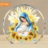 1pc Virgin Mary and Young Jesus Acrylic Decorative Sign - Serene Religious Art with Garland, Perfect for Home, Office Desk, Holiday Gift