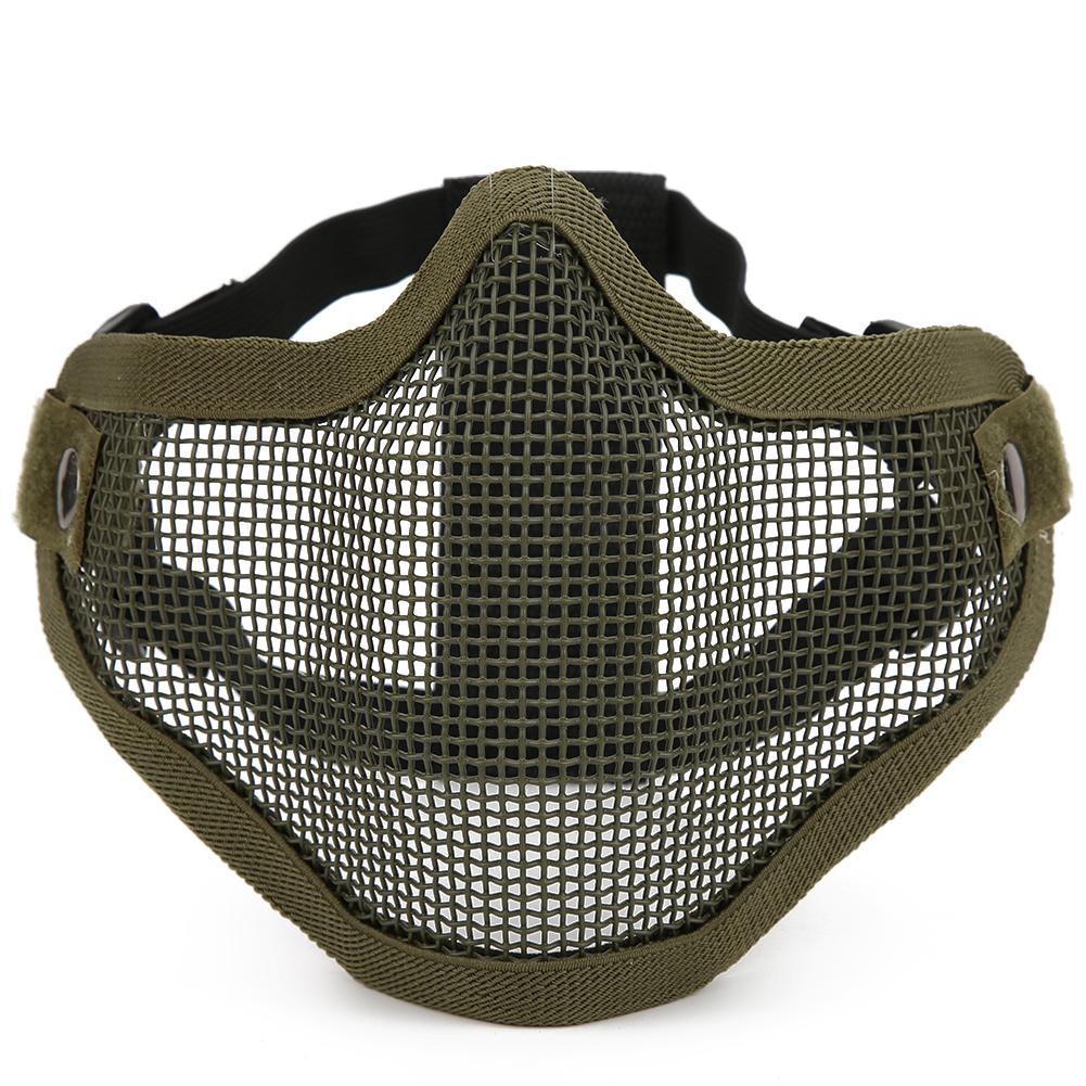 Metal Örgü Yüz Koruyucu Taktik Yarım Kapak Koruyucu Güvenlik Filmi Düz Renk Anti Riot CS(Yeşil )