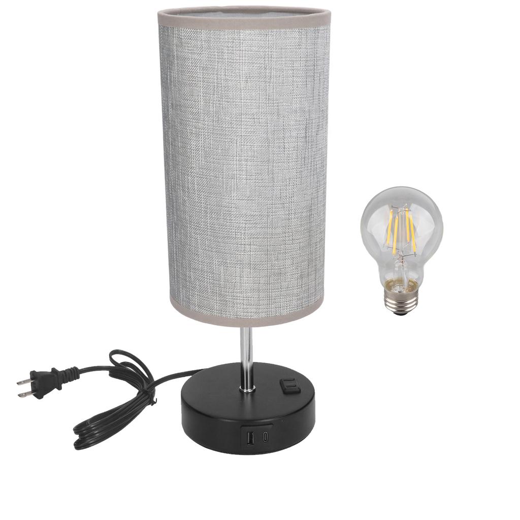 Touch Control Table Nightstand Lamp LED 3 Gear Dimmable 2 USB Ports Bedside Desk Light