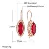 Shiny Red Natural Zircon Long Drop Earrings For Women Rhombus  Rose Gold Color High Quality Daily Fine Jewelry