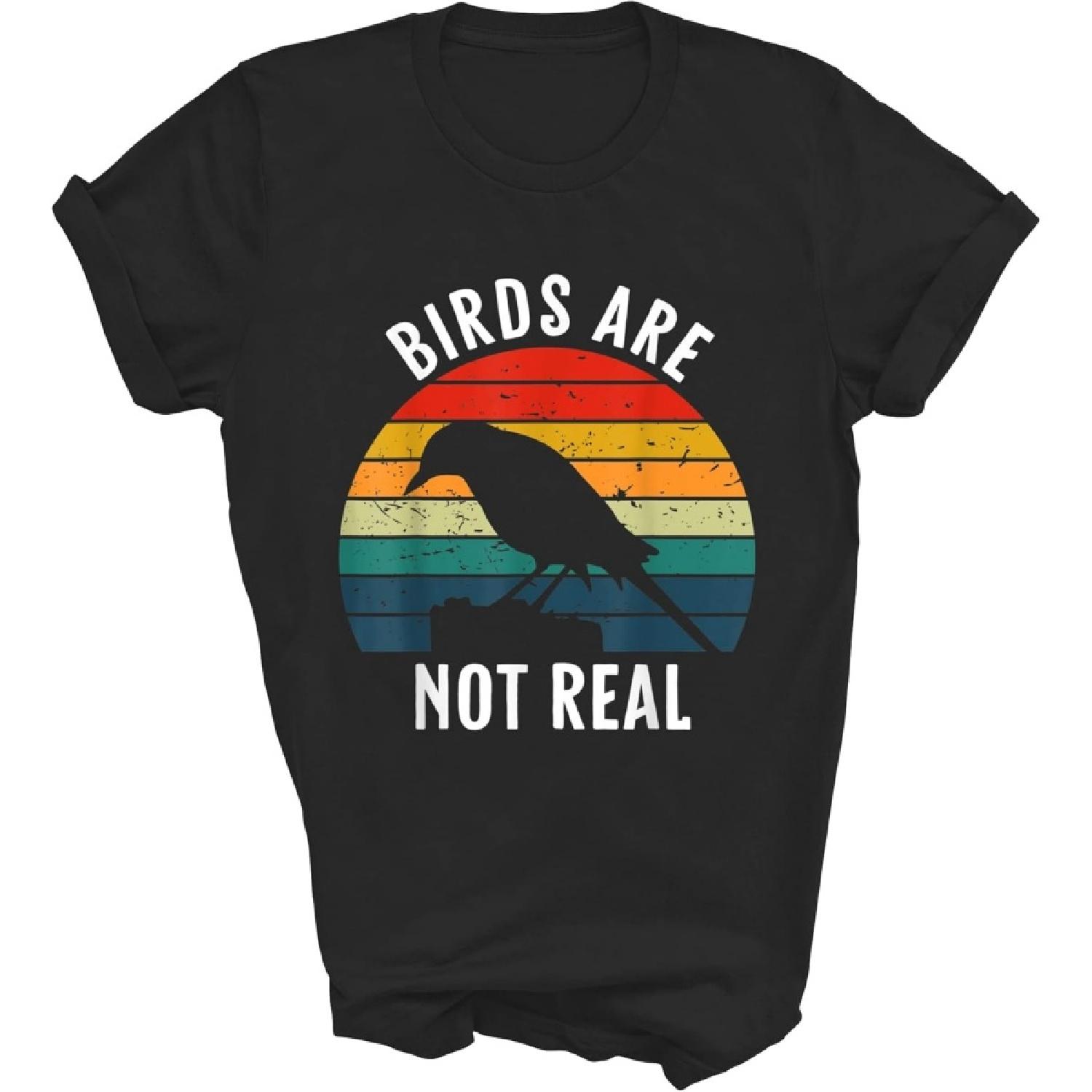 Наблюдение за птицами в Лунной зоне идет в обе стороны Птицы не настоящие Ненастоящие Птицы Шпионы 7 Подарок Унисекс Футболка Женщины Мужчины S