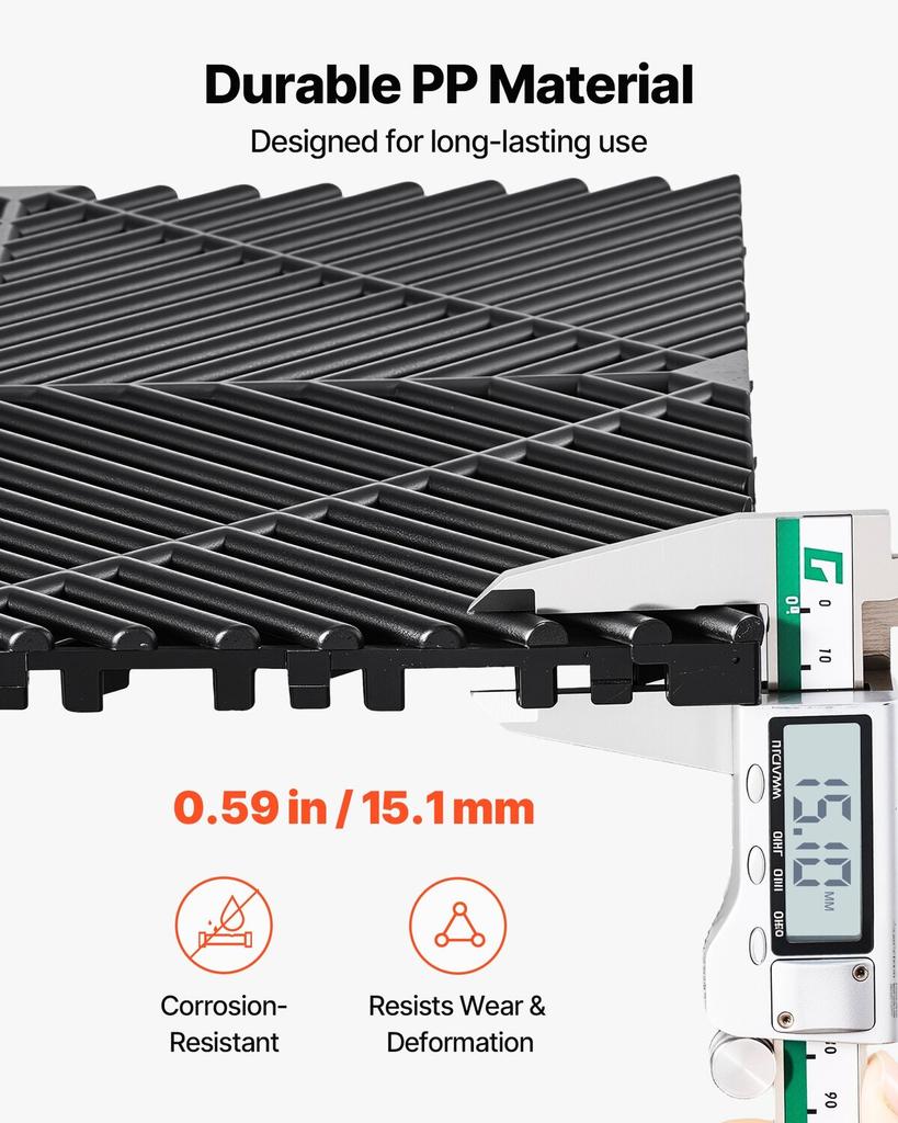 Interlocking Drainage Mats, 310 X 310 Mm, Modular Garage Flooring Tiles, Non-Slip PP Drainage Floor Tiles, Self-Draining, Easy Installation, for