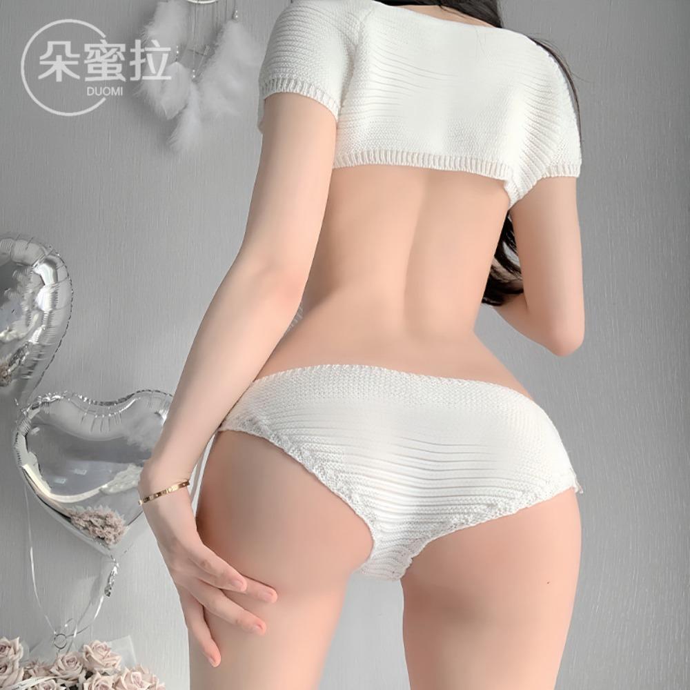 Sex Sweater Knitted Japanese Underwear Sexy Big Halter Strap Open Chest One-piece Pajamas Hot Passion Suit