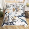 Sailboat Bedding Set Sailing Ship Comforter Cover Ocean Wave Nautical Duvet Cover For Kids Boys Girls Cartoon Ship