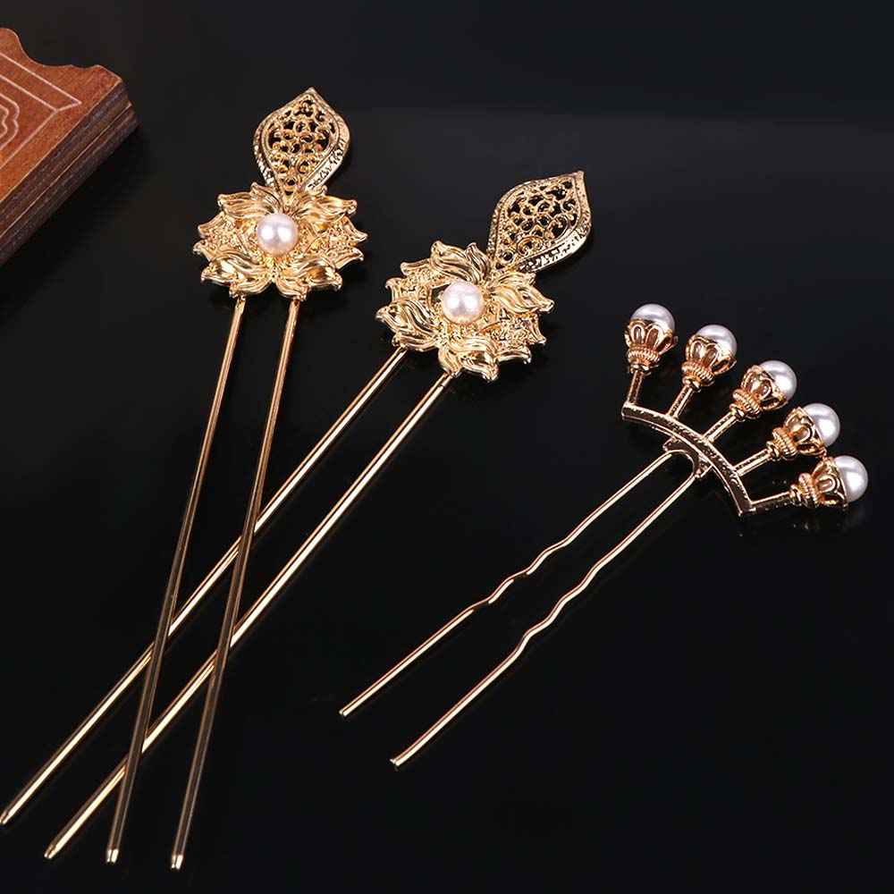 Luxuriöses Haarnadel-Set im chinesischen Stil, handgefertigt, für Damen, Haarschmuck, Vintage, Hanfu, Haarstab, Kopfbedeckung