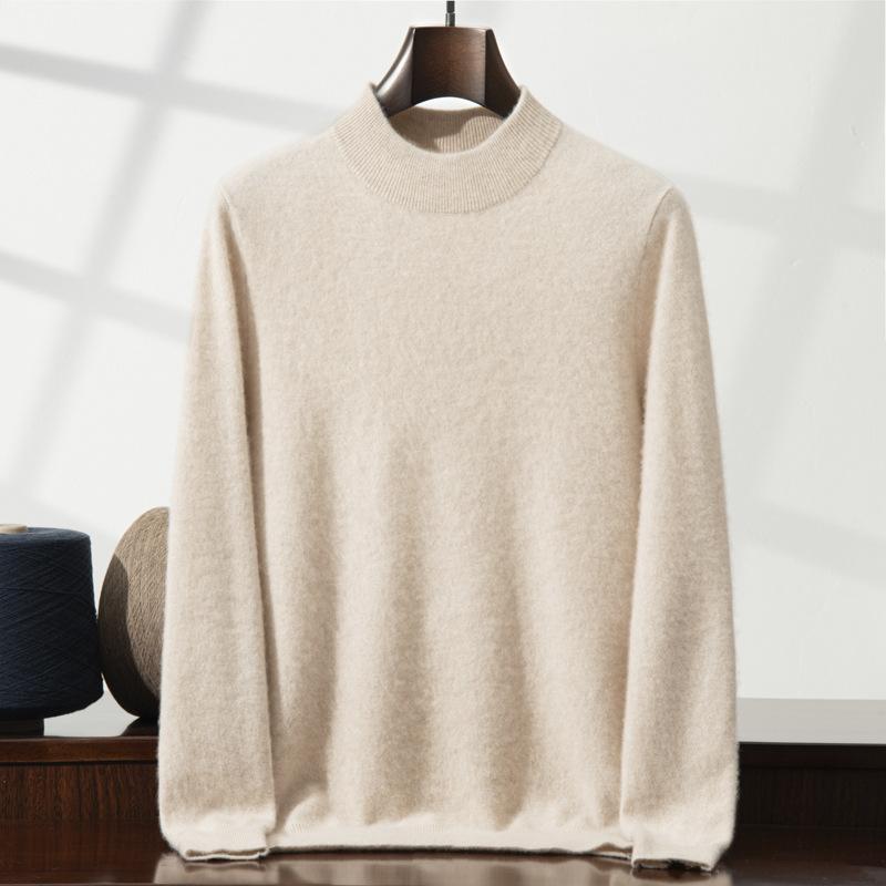 Cashmere shirt semi-turtleneck sweater solid color long-sleeved inner with wool knitting