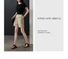 Women's Half Elastic Waist Double Pleated Wide Leg Shorts
