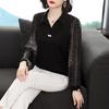 Women Spring Summer Style Chiffon Blouses Shirts Lady Casual Turn-down Collar Patchwork Chiffon Blusas Tops