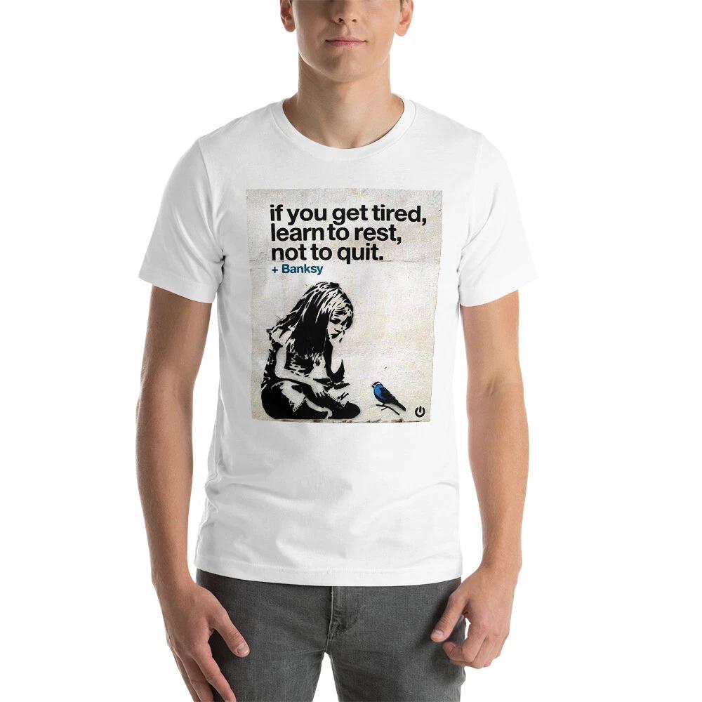 

Banksy T-Shirt Learn To Rest Graffiti Unisex Premium Tee Shirt S