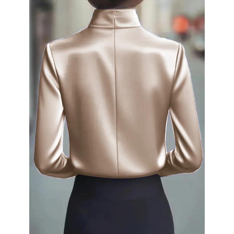 Women's Dressy Blouse Plain Elegant Daily Stylish High Neck Regular Tops