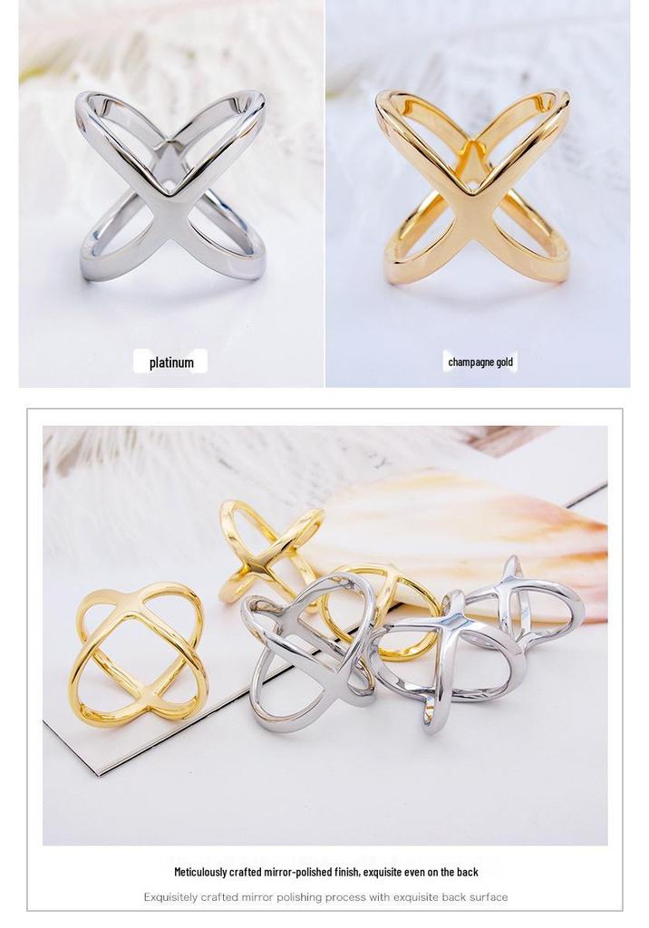 High-End Dual-Use Copper X-Shaped Silk Scarf Ring for Women