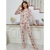 Women Christmas Pyjamas Ladies Homewear Milk Silk Printed Long Sleeve Long Pants Pyjama Suit