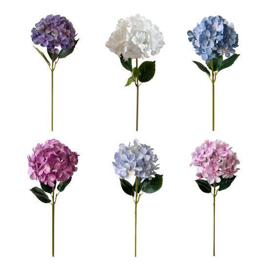4 Stück künstliche Hortensienblüten groß lebensecht Kunstseide Hortensien mit Stiel Volle künstliche Blumenanordnung für Tischmittelstück Hochzeitsparty Zuhause
