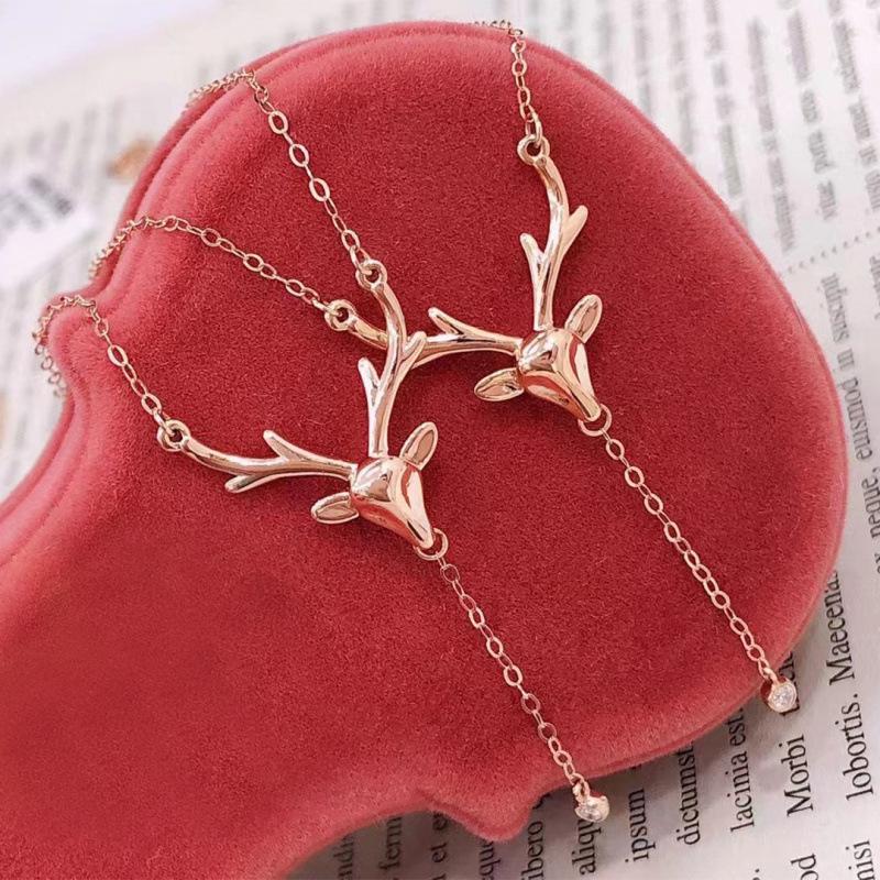 Zhou Jia Versatile Elk Necklace: Lively Deer Ears - A Xiaohongshu Christmas Gift for Her