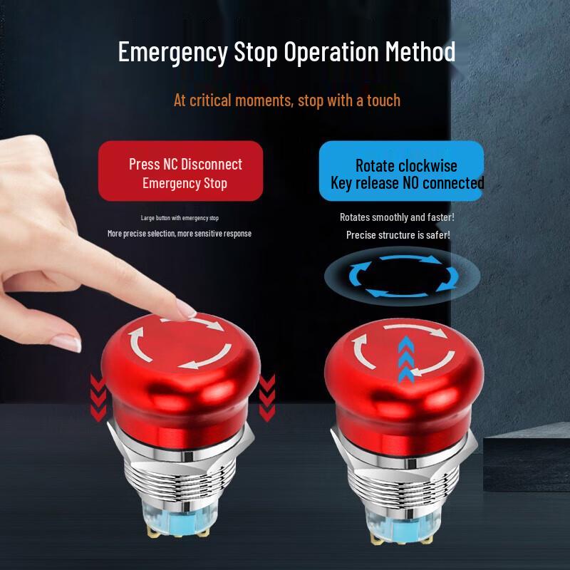 Metal Emergency Stop Mushroom Push Button Switch