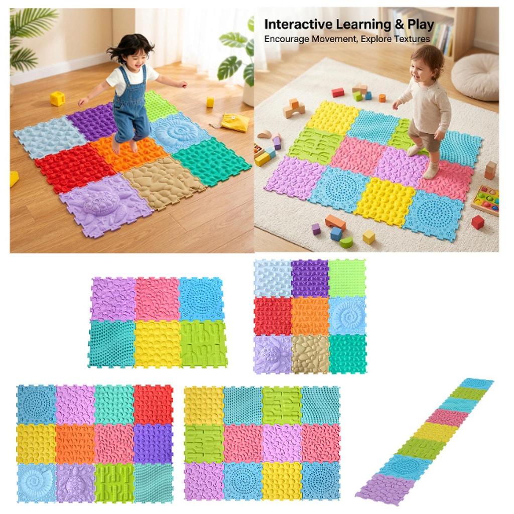 Massage Game Mat Sensory Tiles Floors for Autism Room Kids Adult 8Pcs