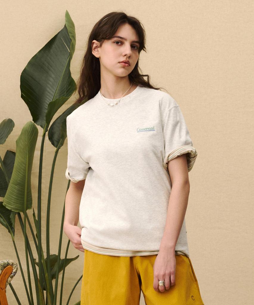 COVERNAT Cool Cotton Surfer Duck Graphic T-Shirt Oatmeal