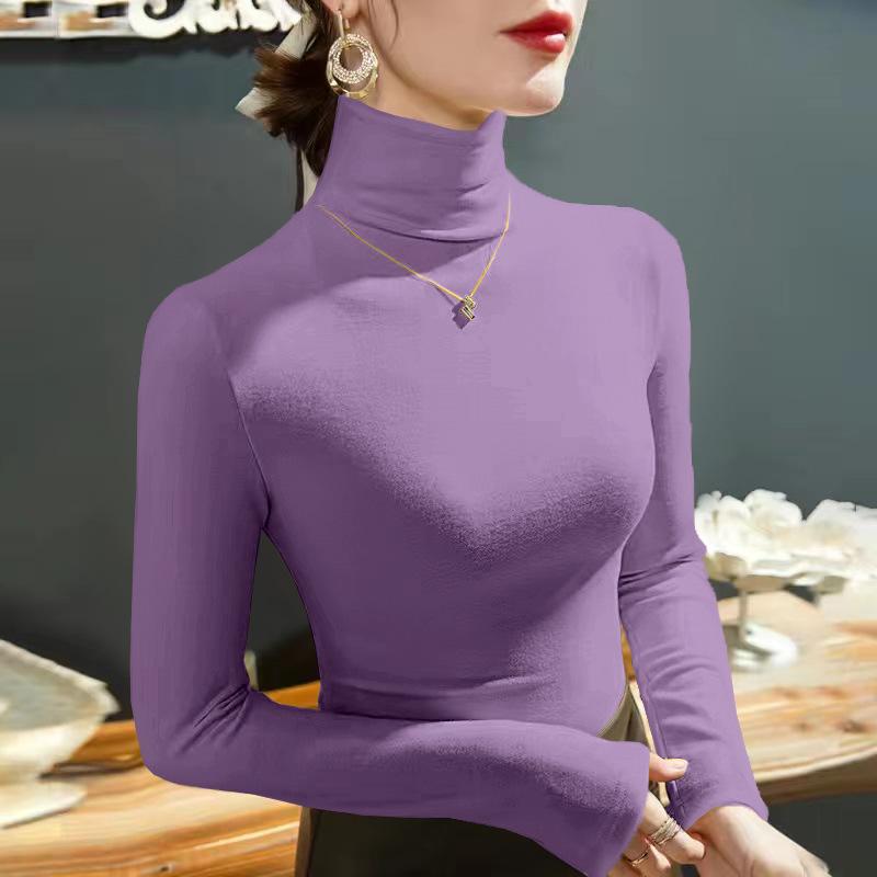 Velvet High Collar Women's Top Winter Women Warm Blouse Turtleneck Pullovers Thick Bottoming Shirt for Women