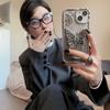 Luxury Plating 3D Butterfly Glitter Powder Phone Case for iPhone 15 14 13 12 11 Pro Max 15 Pro Stand Holder Soft TPU Case Cover