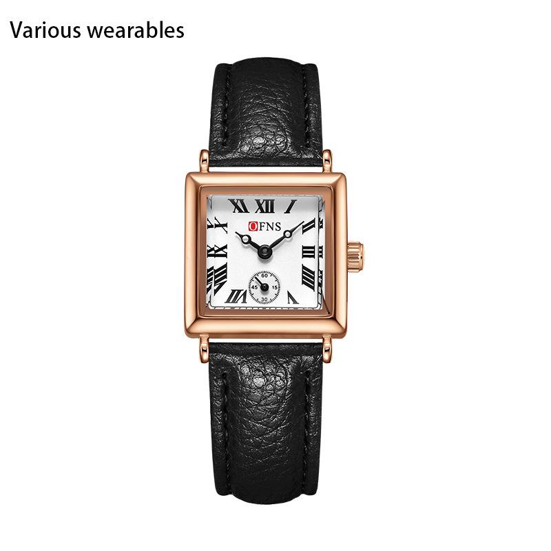 Quarzuhr Zweieinhalbzeigeranzeige Einfache Nischenuhr Quadratische römische Skala Quarz Damenuhr