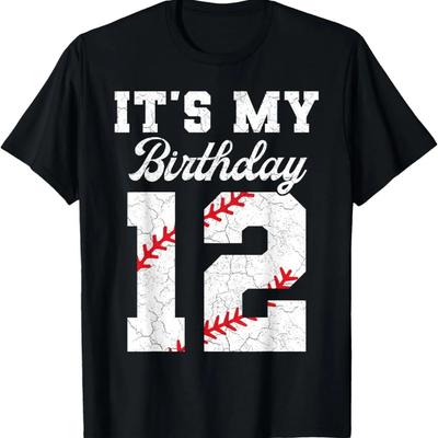 Birthday Boy Tee 12 Baseball Its My 12th Birthday Boys Girls T-Shirt