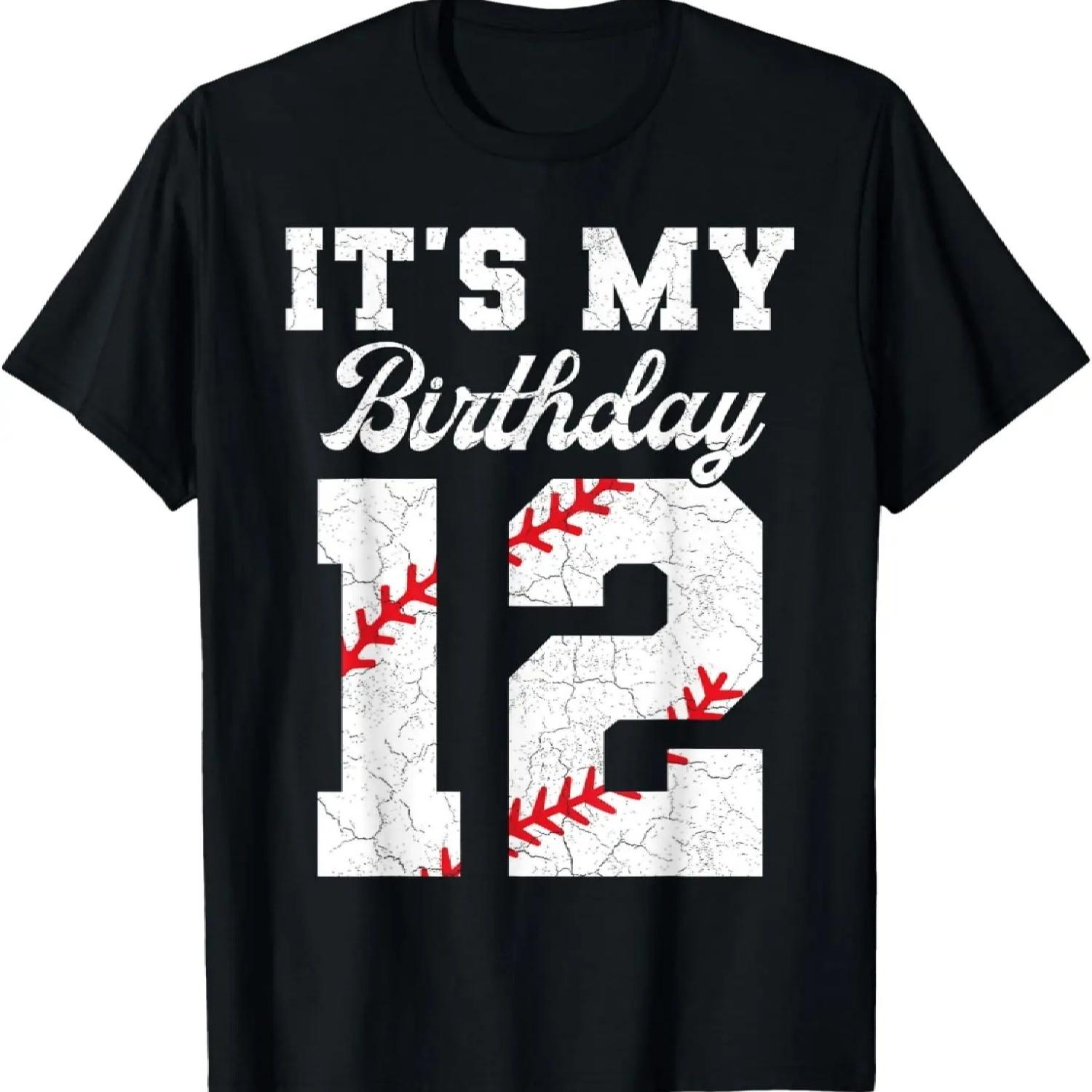 Birthday Boy Tee 12 Baseball Its My 12th Birthday Boys Girls T-Shirt S чёрный