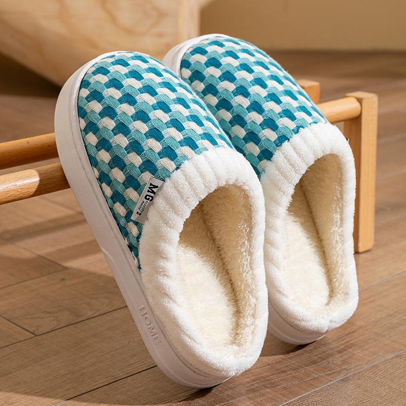Cixi cotton slippers for women's home use in winter indoor home non-slip spring and autumn plush warm couple winter men