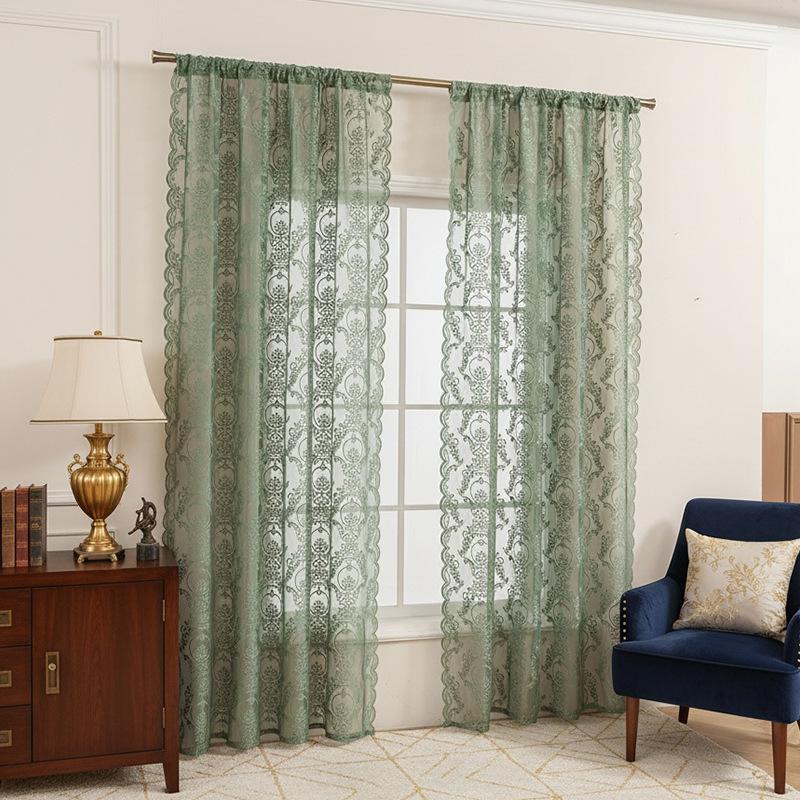 French Korean Wave Lace Gauze Curtain Living Room Bedroom Balcony Curtain Embroidery Partition Finished Curtain