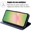Protective Case - BOOLING - Samsung Galaxy A56 5G - Navy Blue Leather Effect - 2 Tempered Glasses - Shockproof