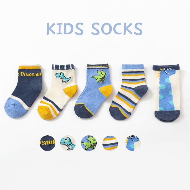 5 Paare/Los Baby Cartoon Socken Frühling Herbst Kleinkind Warme Mittelhohe Socken Niedliche Katze Fußabdruck Gestreifte Kinder Mädchen Socken