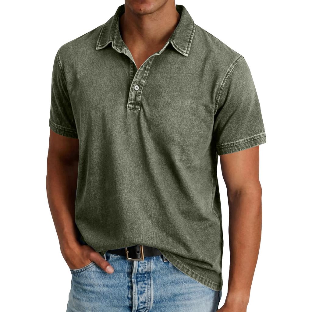 Men's Summer Color Pocket Sports Buttons Short Sleeve Shirt Men's Sports Casual Short Sleeve Shirt